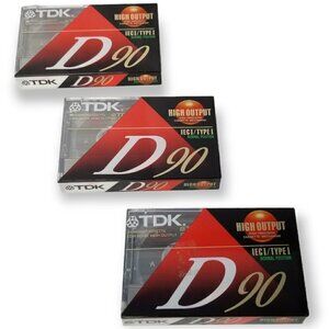 TDK D90 Blank Audio Cassette Tapes 90 Min Type I High Output Sealed Lot of 3
